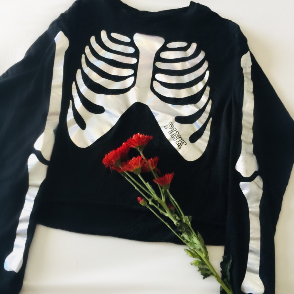 🖤”PINK” Skeleton Long Sleeved holographic/silver
